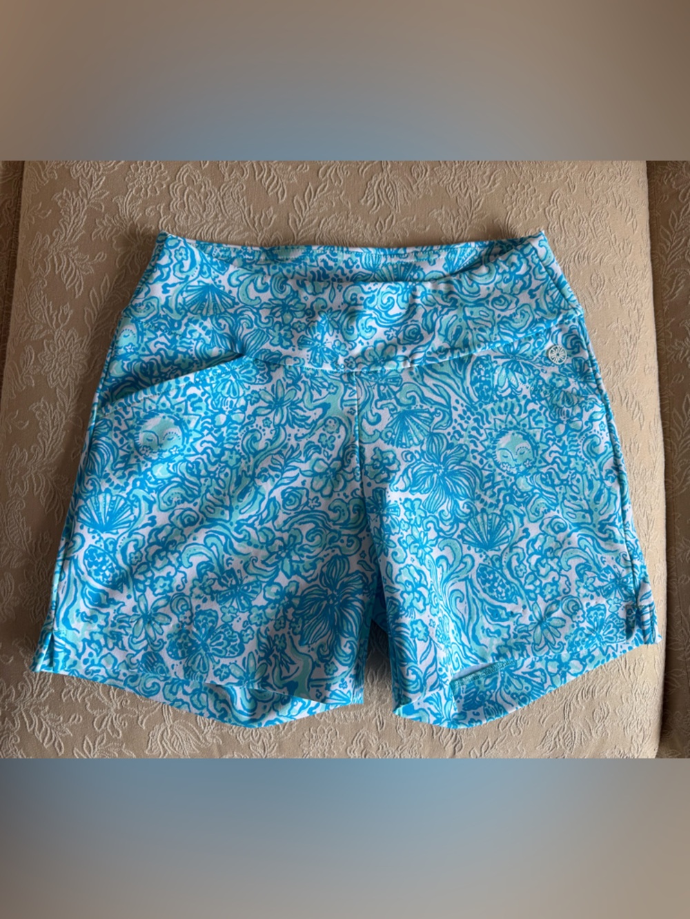 Lilly Pulitzer Turquoise and White Floral Bermuda Shorts